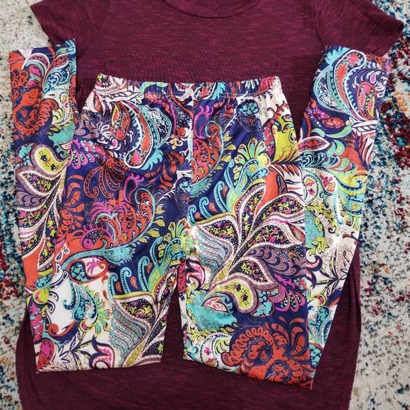 Tropical Paisley Print Boho Multi-Color Leggings - Picture 7 of 8